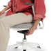 Person adjusting height of ergonomic office chair (Dorset Silver-White)