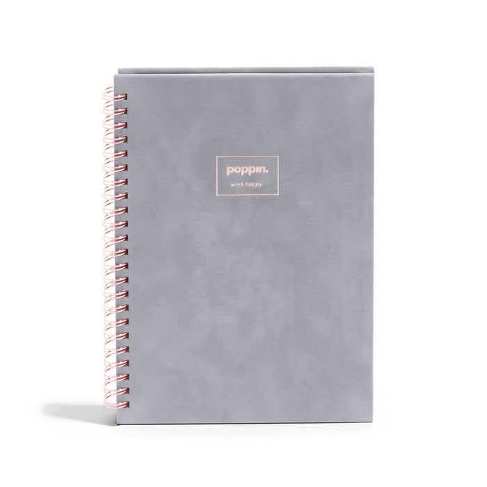 Gray spiral-bound Poppin notebook on a white background. (Dove Gray)