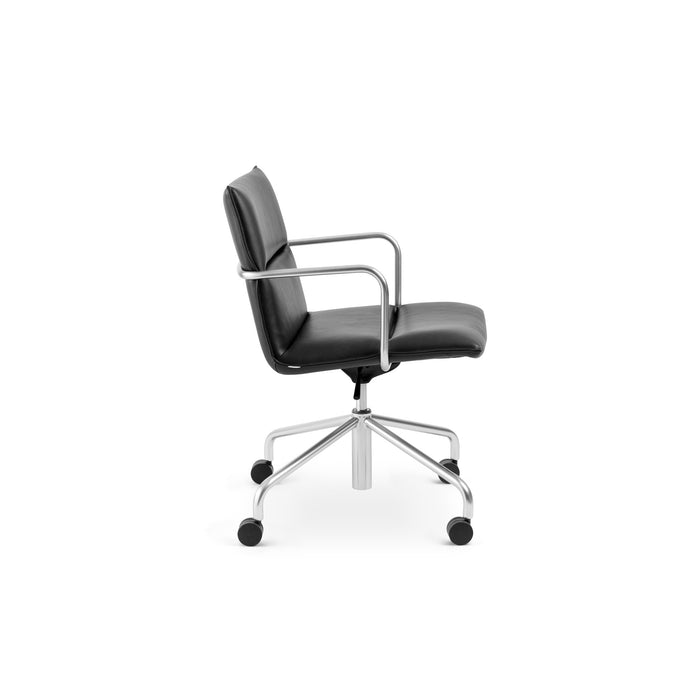 Modern black office chair with chrome armrests on white background (Black-Nickel)