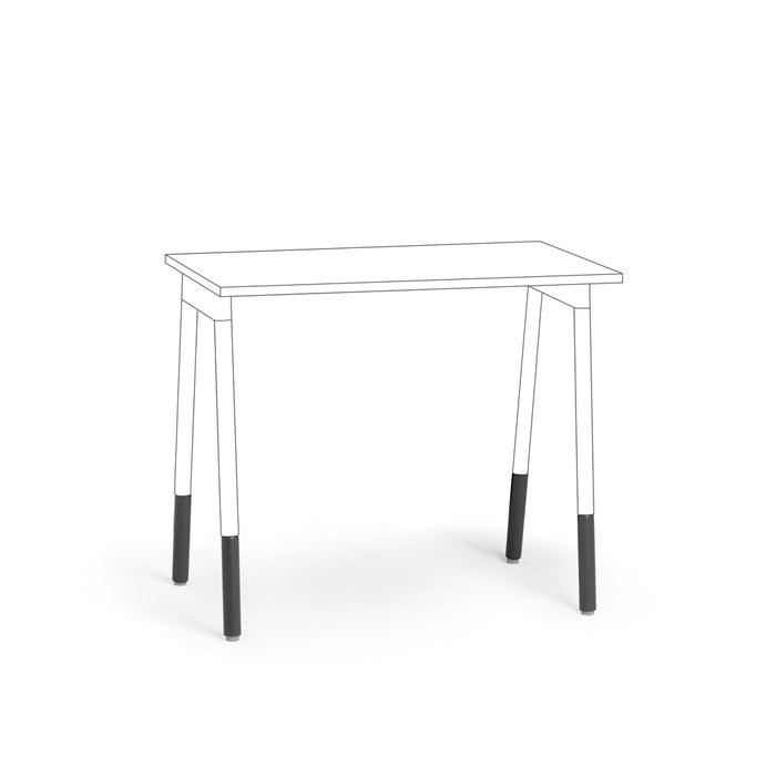 Modern minimalist white desk with black legs on a white background 
