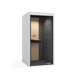 Modern office phone booth with wooden accents and gray upholstery by Poppin. (White)