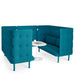 Blue office pod sofa with white side table on a white background (Teal-Teal)