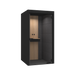 Modern black office phone booth with wooden interior and acoustic panels. (Black)