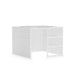 White corner office desk with partition on a white background. (White-Private-White Panel)