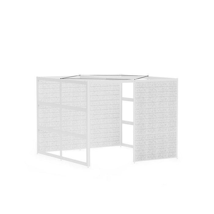 White modern room divider with translucent panels on white background. (White-Semi-Private-White Panel)