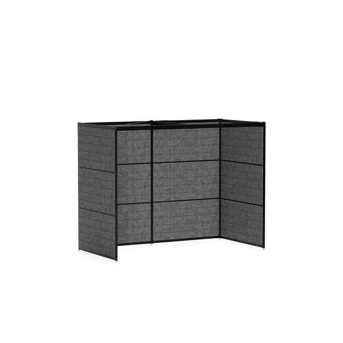 Black folding room divider on white background (Black-Private-Black Panel)