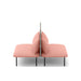 Modern pink loveseat with cushions on a white background. (Blush-Gray)