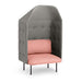 High back privacy chair with gray exterior and pink cushions on white background (Blush-Gray)