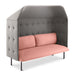 Modern gray privacy high-back sofa with pink cushions on white background (Blush-Gray)