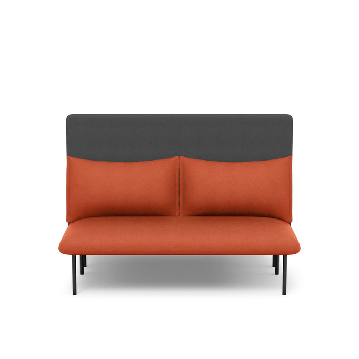 Modern two-tone orange and grey sofa on a white background. (Brick-Dark Gray)