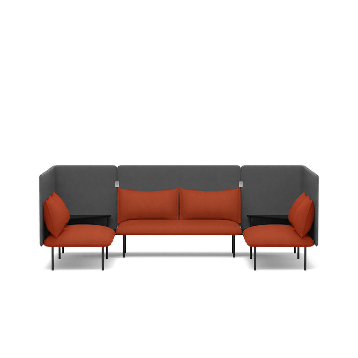 Modern gray and orange modular sofa on a white background. (Brick-Dark Gray)