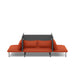 Modern red sofa with grey cushions on white background. (Brick-Dark Gray)