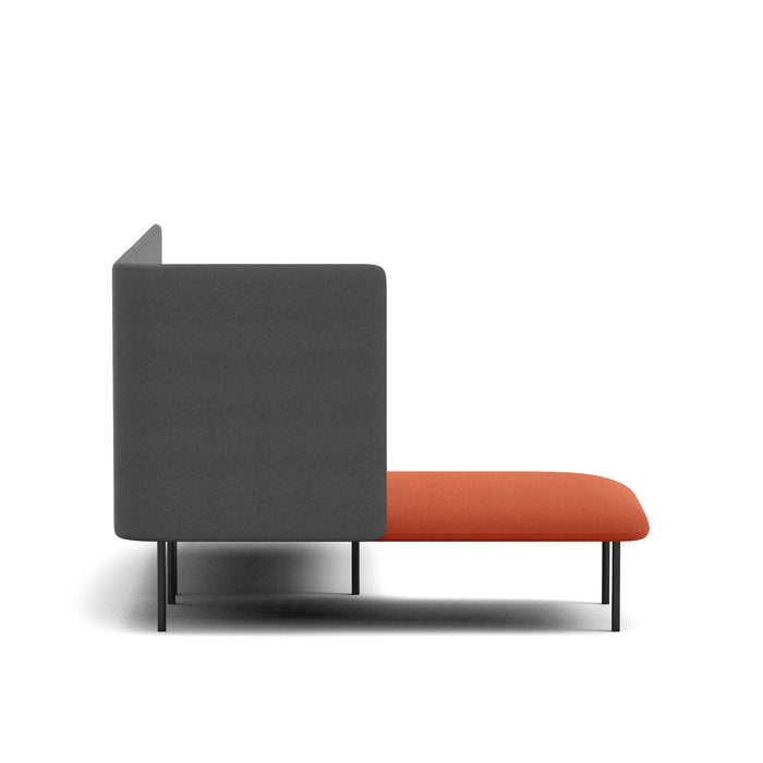Modern gray and orange office sofa with a high back on a white background. (Brick-Dark Gray)