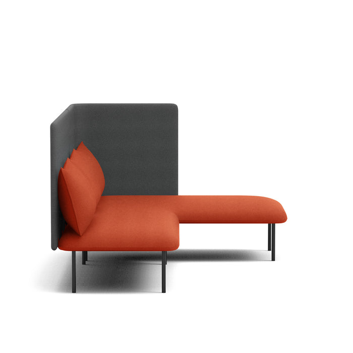 Modern red chaise lounge with pillow on white background (Brick-Dark Gray)