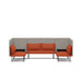 Modern gray office couch with orange cushions on white background. (Brick-Gray)