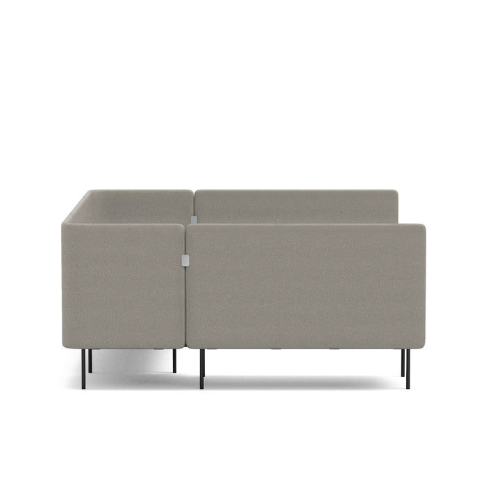 Modern beige two-seater sofa with metal legs on white background. (Brick-Gray)