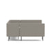 Modern beige two-seater sofa with metal legs on white background. (Brick-Gray)