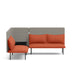 Modern two-tone sectional sofa with orange cushions and gray backrest on white background. (Brick-Gray)