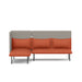 Modern orange and grey sectional sofa with high backrest on white background. (Brick-Gray)