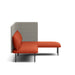 Modern red chaise lounge with grey backrest and cushion on white background. (Brick-Gray)