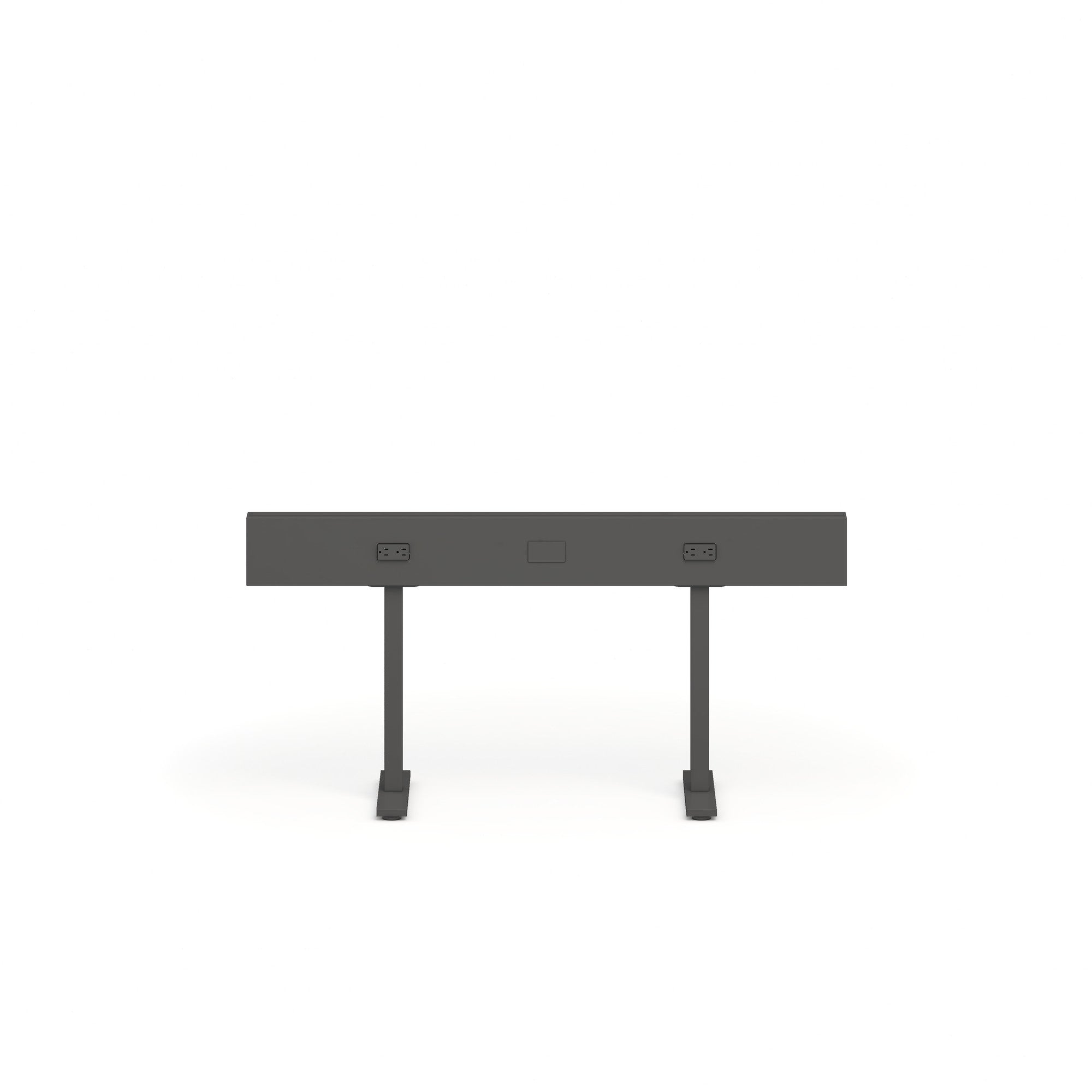 Modern black dual monitor stand isolated on a white background. (Charcoal-50")