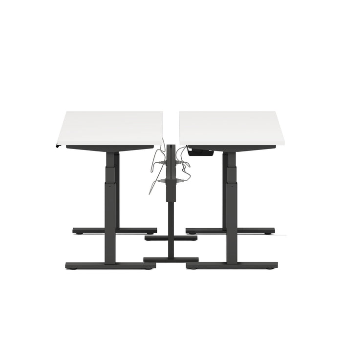 Adjustable height dual white standing desks with cable management system. (Charcoal-50&quot;)