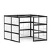 Black modular cube shelving unit isolated on white background. (Black-Private-White Glass)
