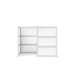 White modular shelving unit with open and closed compartments on a white background. (White-Semi-Private-White Glass)