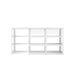 Three-section white modular office wall unit on a white background. (White-Open-Clear Glass)
