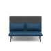 Modern blue two-seater sofa with high backrest against a white background. (Dark Blue-Dark Gray)
