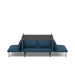 Modern blue sofa with cushions and metal legs on a white background. (Dark Blue-Dark Gray)