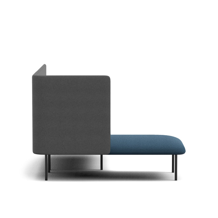 Modern blue office sofa with high back panel on a white background. (Dark Blue-Dark Gray)