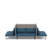 Modern blue fabric sofa with metal legs on a white background. (Dark Blue-Gray)