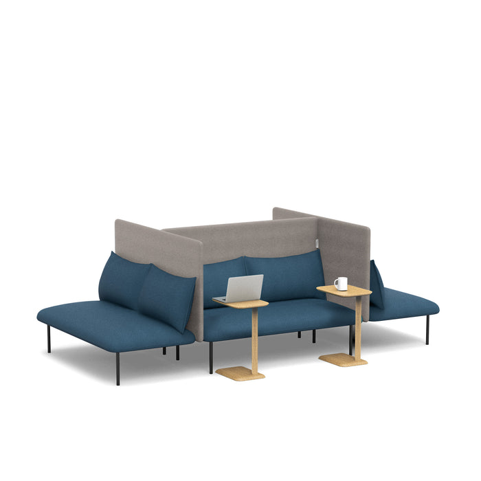 Modern blue and gray office couch with side tables and laptop (Dark Blue-Gray)