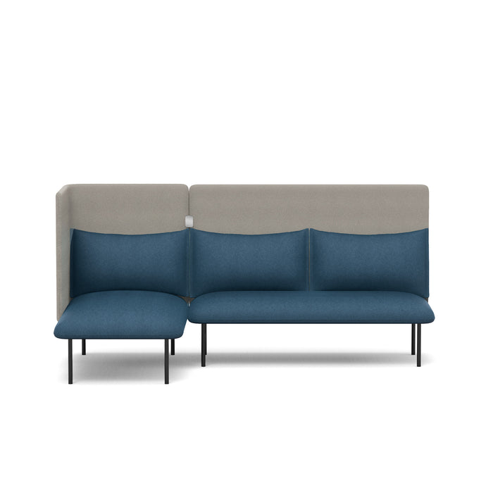 Modern blue and beige sectional sofa with high backrest on white background (Dark Blue-Gray)