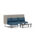 Modern blue sectional sofa with beige backrest and matching coffee tables on white background. (Dark Blue-Gray)