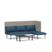 Modern blue sectional sofa with chaise and attached grey back cushions with a black coffee (Dark Blue-Gray)
