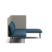 Modern blue chaise lounge with cushion against a white background. (Dark Blue-Gray)