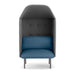 Modern high-back privacy armchair with blue cushion and gray shell, isolated on white background (Dark Blue-Dark Gray)