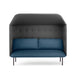 Modern gray fabric two-seater sofa with blue cushions on a white background. (Dark Blue-Dark Gray)