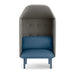 Modern high-backed armchair with grey exterior and blue cushions on white background. (Dark Blue-Gray)