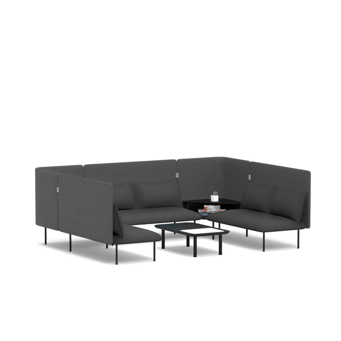 Modern gray sectional sofa with coffee table on white background (Dark Gray-Dark Gray)