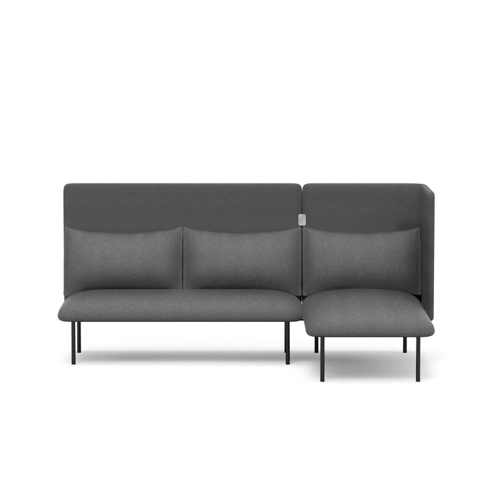 Modern gray sectional sofa with chaise on a white background. (Dark Gray-Dark Gray)