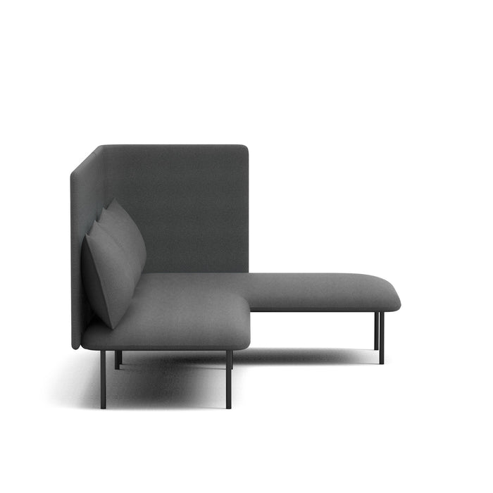 Minimalist modern gray chaise lounge with pillow on white background (Dark Gray-Dark Gray)