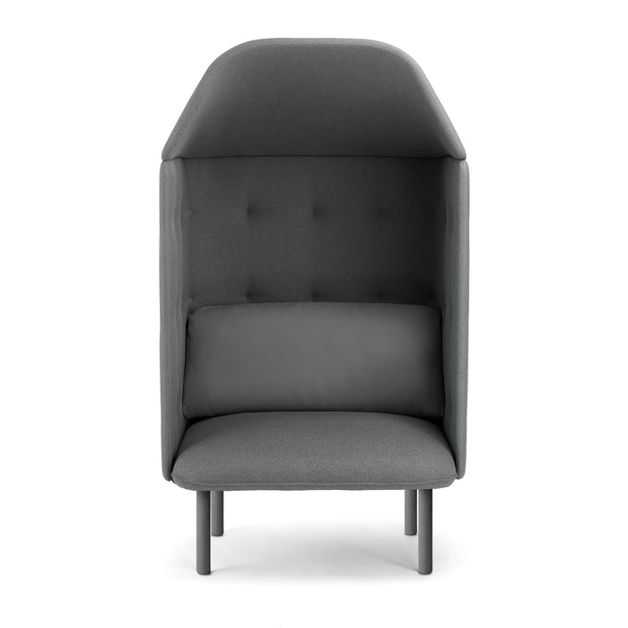Modern gray high-back privacy armchair with cushion against a white background. (Dark Gray-Dark Gray)