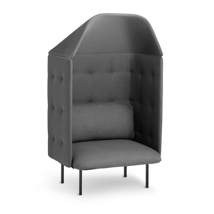 Modern gray high-back privacy chair with tufted details on white background. (Dark Gray-Dark Gray)