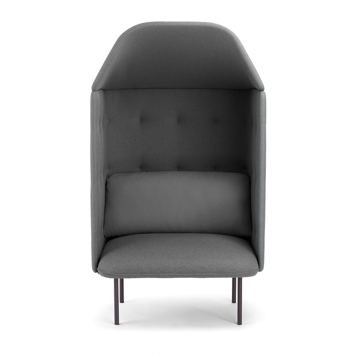Modern gray high-back armchair with tufted details on a white background. (Dark Gray-Dark Gray)