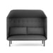 Modern dark gray two-seater tufted couch on white background. (Dark Gray-Dark Gray)