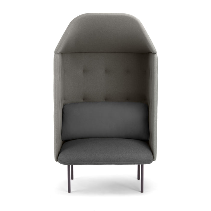High-back privacy chair in gray fabric with metal legs on white background (Dark Gray-Gray)