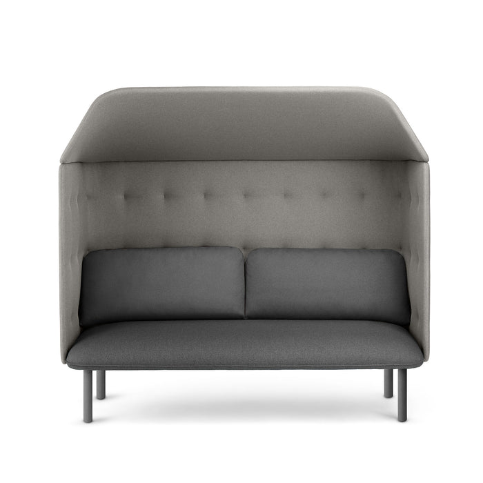 Modern gray tufted two-seater sofa isolated on white background. (Dark Gray-Gray)